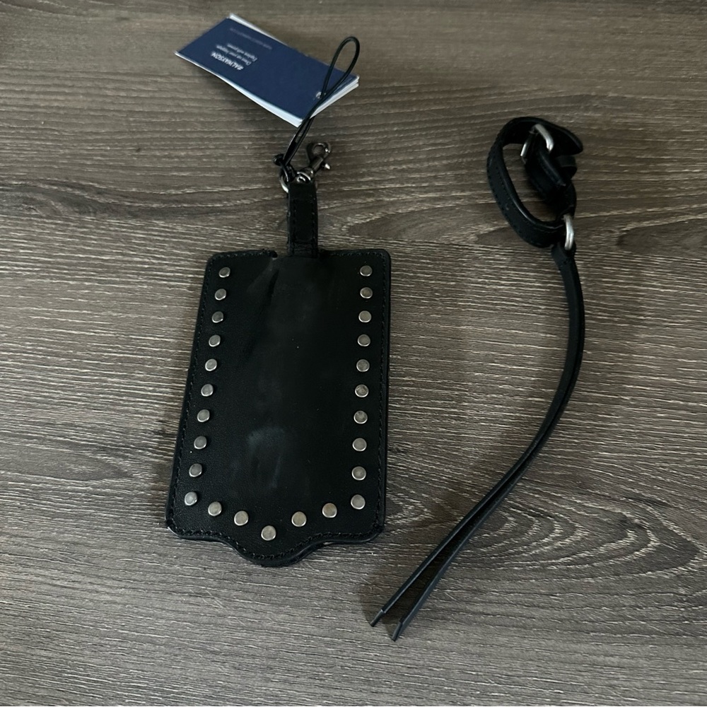 Rebecca Minkoff So Connected Luggage Tag Black Leather Studded USB